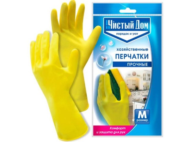 Чистый дом перчатки латексные хозяйственные S M L XL