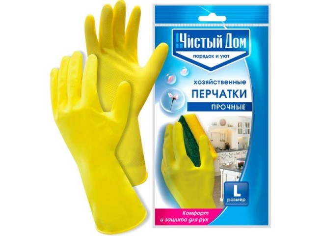 Чистый дом перчатки латексные хозяйственные S M L XL