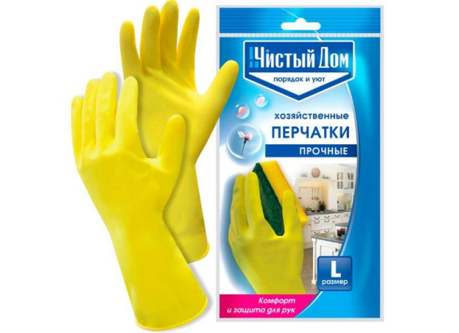 Чистый дом перчатки латексные хозяйственные S M L XL