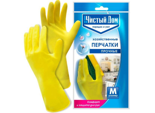 Чистый дом перчатки латексные хозяйственные S M L XL