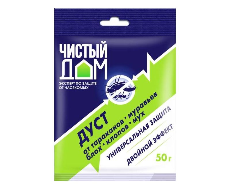 Чистый дом Дуст дезар от тараканов, блох, клопов, муравьёв 50 гр