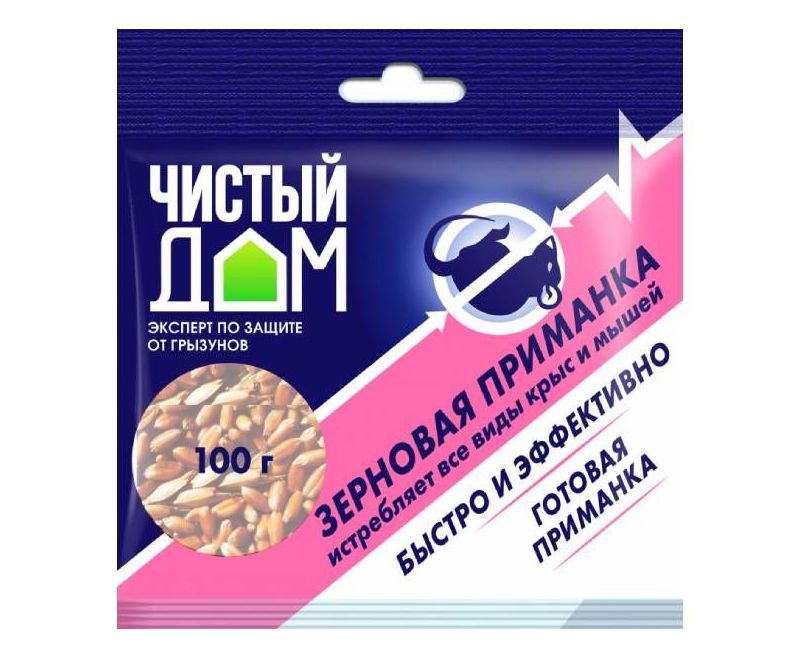 Чистый дом Зерновая приманка от крыс и мышей 100 гр Форэт