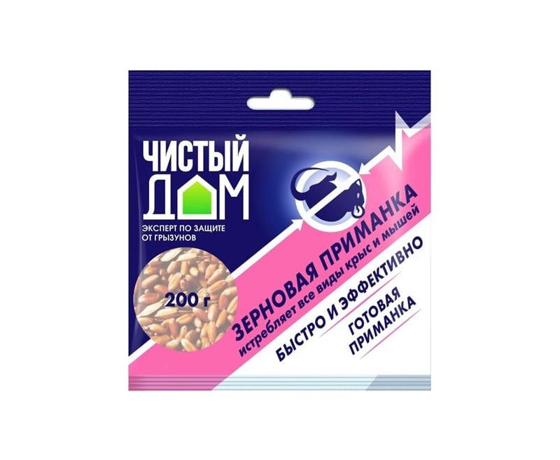 Чистый дом Зерновая приманка от крыс и мышей 200 гр Форэт