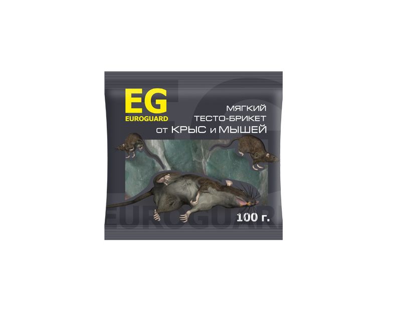 EUROGUARD тесто-брикеты от крыс и мышей (Бродифакум) 100 г EUROGUARD тесто-брикеты от крыс и мышей (Бродифакум) 100 г