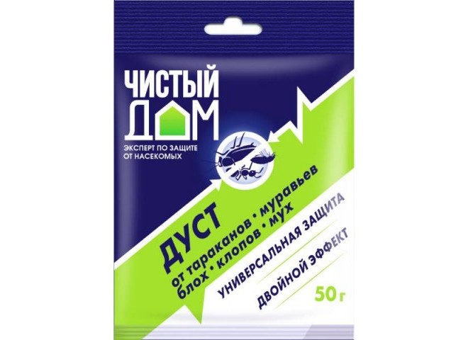 Чистый дом Дуст дезар от тараканов, блох, клопов, муравьёв 50 гр