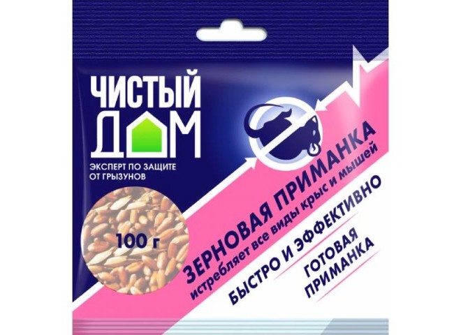 Чистый дом Зерновая приманка от крыс и мышей 50 гр Форэт